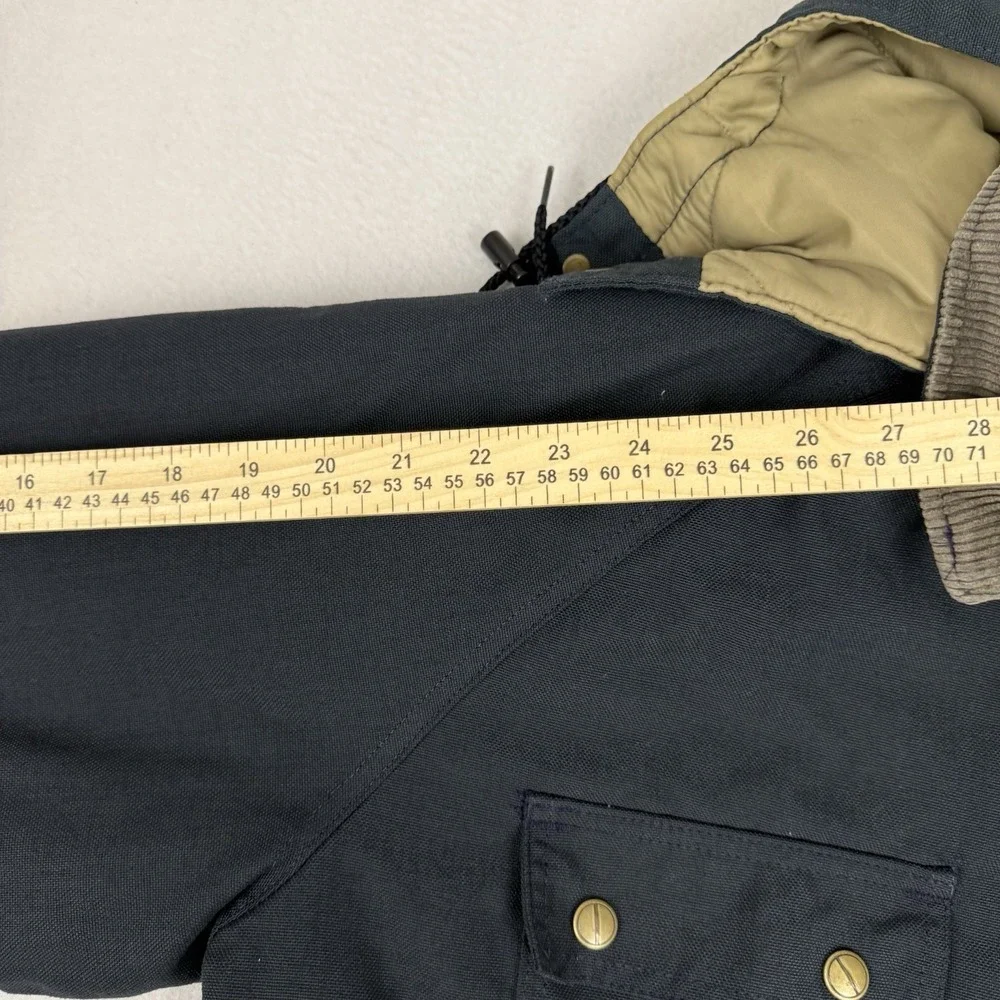 Vintage 90s Walls Mastermade Hooded Canvas Work Jacket Black‎ Large Corduroy USA